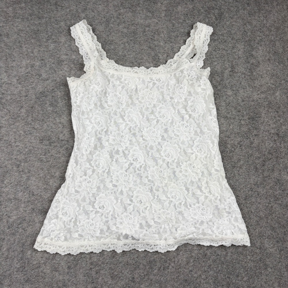 Hanky Panky Camisole Women Medium White Floral Lace Tank Top 1390L Made in USA